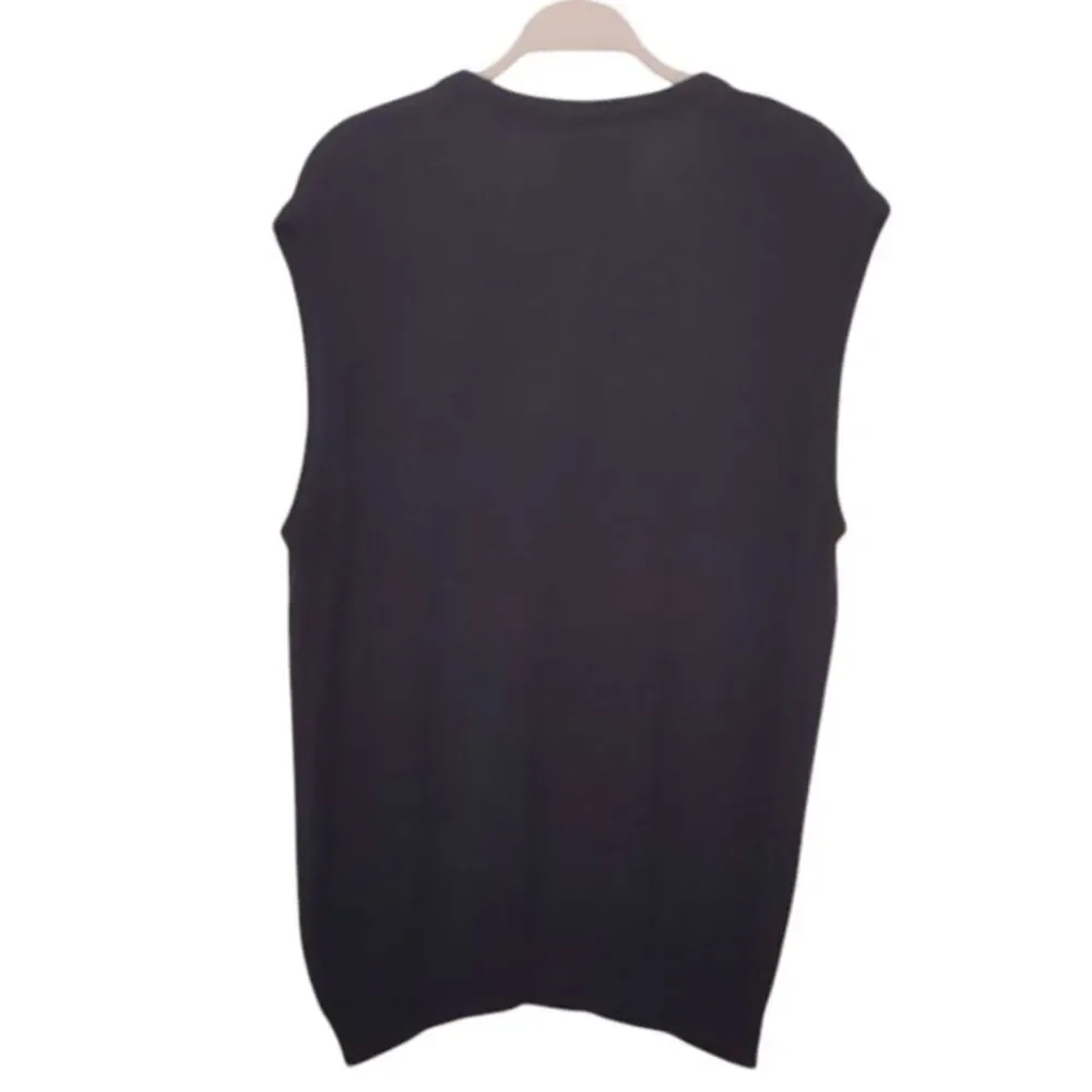 CHAPS Grandpa Sweater Vest Sleeveless Men's Blue Academia Preppy Layer XL